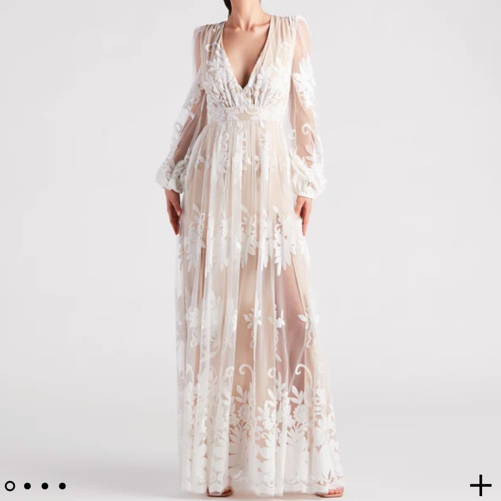 WINDSOR - IVORY DRESS - “Evelyn Formal Plunge A-Line Dress”
